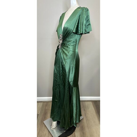 Cinq à Sept Kordyn Bias-Cut Midi-Dress In Forest Fog US 4 $725 - Picture 9 of 14